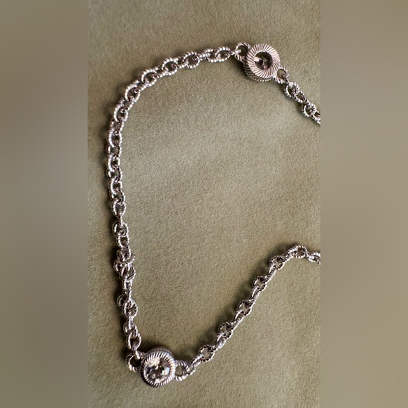 Judith Ripka Silver Necklace with 5 Crystal Accents 18” With 2” Extender - Picture 11 of 12